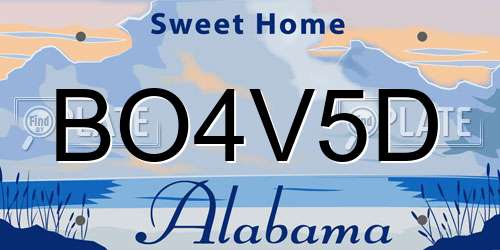 BO4V5D Alabama License Plate