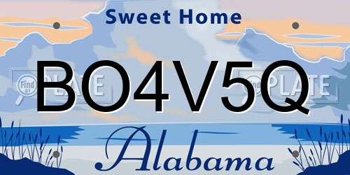 BO4V5Q Alabama License Plate