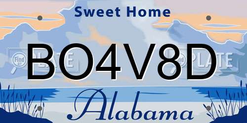 BO4V8D Alabama License Plate