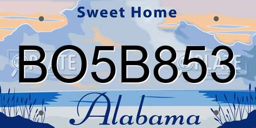 BO5B853 Alabama License Plate