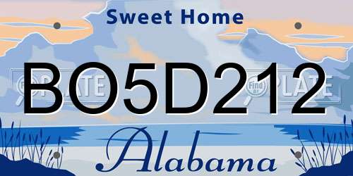 BO5D212 Alabama License Plate