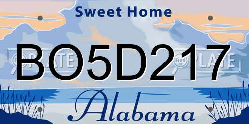 BO5D217 Alabama License Plate