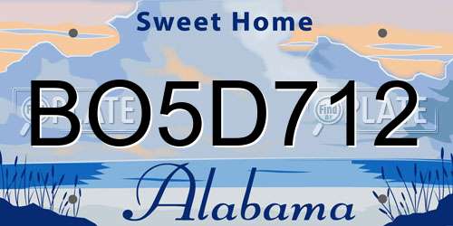 BO5D712 Alabama License Plate