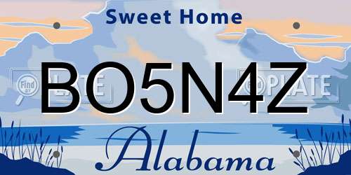 BO5N4Z Alabama License Plate
