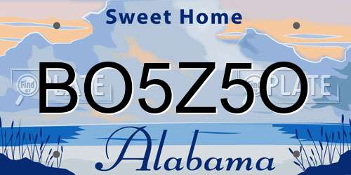 BO5Z5O Alabama License Plate