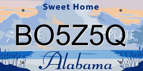 BO5Z5Q Alabama License Plate