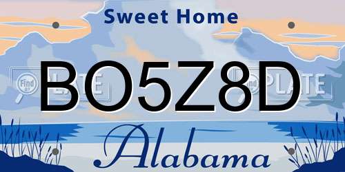 BO5Z8D Alabama License Plate
