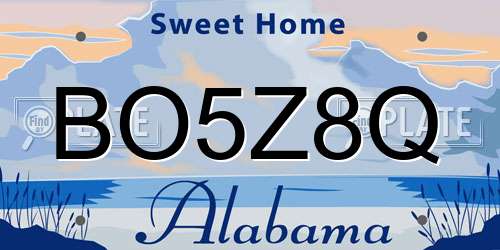 BO5Z8Q Alabama License Plate