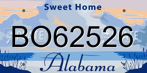 BO62526 Alabama License Plate