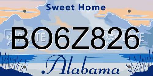 BO6Z826 Alabama License Plate