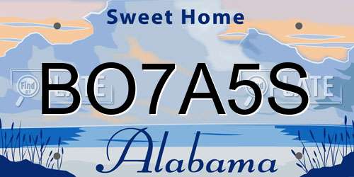 BO7A5S Alabama License Plate