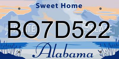 BO7D522 Alabama License Plate