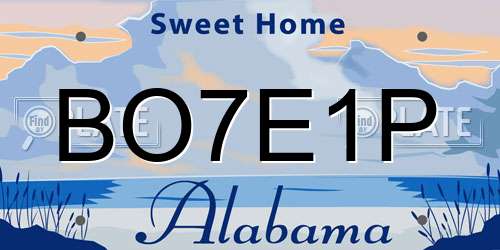 BO7E1P Alabama License Plate