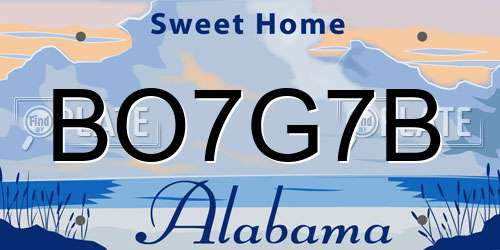 BO7G7B Alabama License Plate
