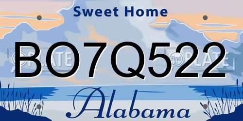 BO7Q522 Alabama License Plate