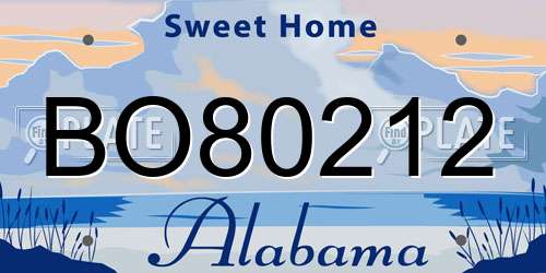 BO80212 Alabama License Plate