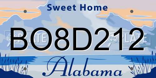 BO8D212 Alabama License Plate