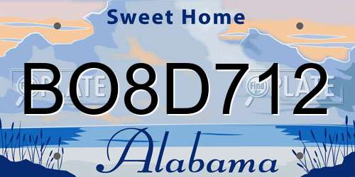 BO8D712 Alabama License Plate