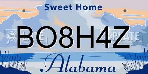 BO8H4Z Alabama License Plate