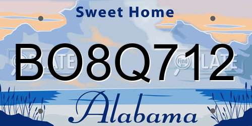 BO8Q712 Alabama License Plate