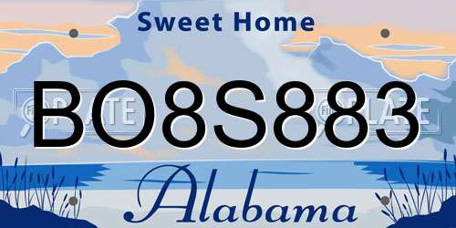 BO8S883 Alabama License Plate