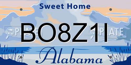 BO8Z1I Alabama License Plate