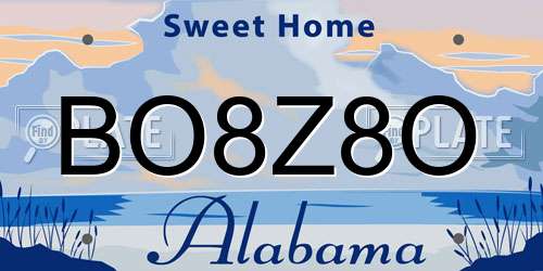 BO8Z8O Alabama License Plate