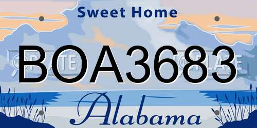 BOA3683 Alabama License Plate