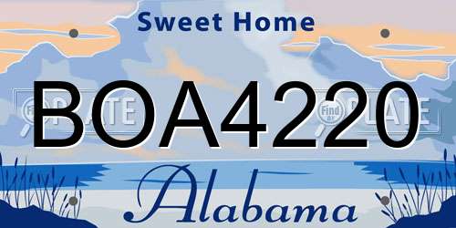 BOA4220 Alabama License Plate