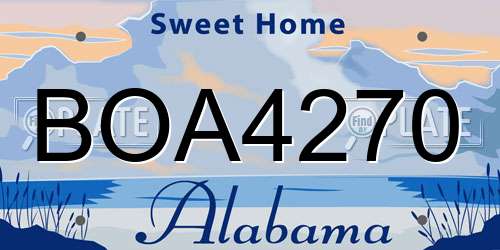 BOA4270 Alabama License Plate