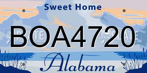 BOA4720 Alabama License Plate