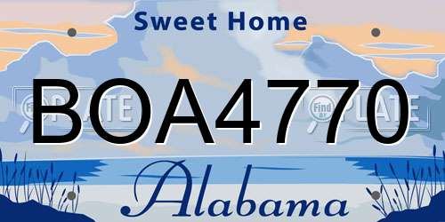 BOA4770 Alabama License Plate