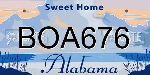 BOA676 Alabama License Plate