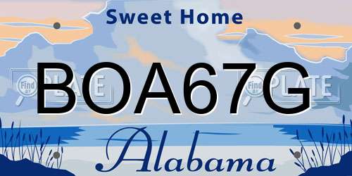 BOA67G Alabama License Plate