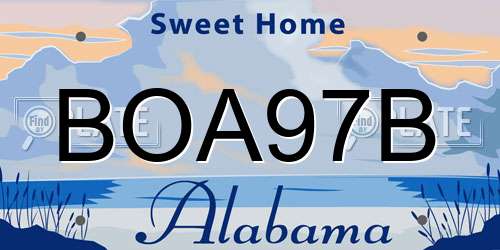 BOA97B Alabama License Plate
