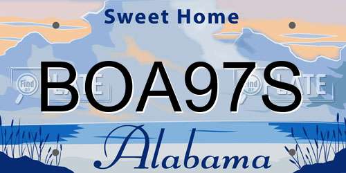 BOA97S Alabama License Plate