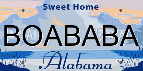 BOABABA Alabama License Plate