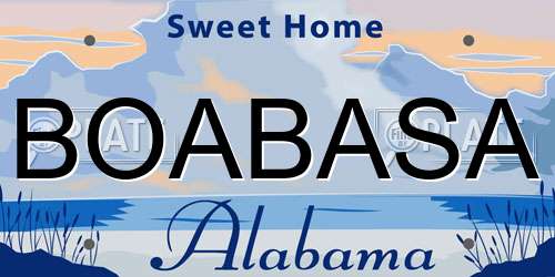 BOABASA Alabama License Plate