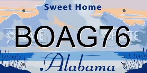 BOAG76 Alabama License Plate