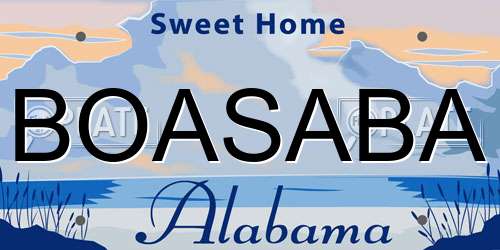 BOASABA Alabama License Plate