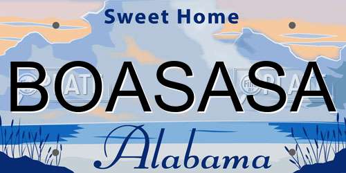 BOASASA Alabama License Plate