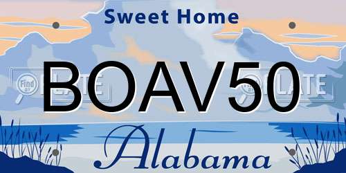 BOAV50 Alabama License Plate