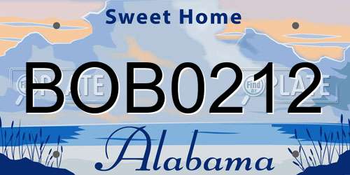 BOB0212 Alabama License Plate