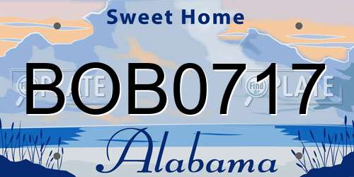 BOB0717 Alabama License Plate