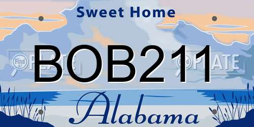 BOB211 Alabama License Plate