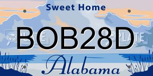 BOB28D Alabama License Plate