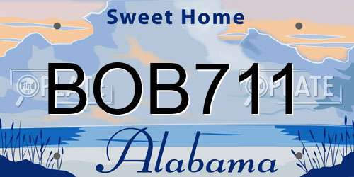 BOB711 Alabama License Plate