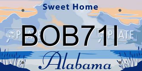 BOB71I Alabama License Plate