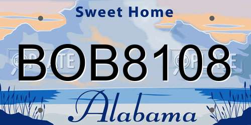 BOB8108 Alabama License Plate