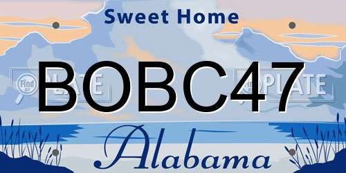 BOBC47 Alabama License Plate